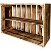 Generisch Cassette per frutta con ripiano centrale, in legno, per vino, mele, comò, scaffale fiammato, 60 x 40 x 20 cm