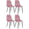 CLP Sedia da pranzo set di 4 imbottita Maryam, cucina, soggiorno e camera da letto con schienale, capacità 150 kg Materiale:Velluto;Colore:rosa