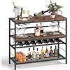 RELAX4LIFE Portabottiglie da Vino da 104 CM, Tavolo Bar per Vino con 4 Supporti per Bicchieri, Piano di Lavoro Ampio, Ripiani di Stoccaggio, Supporto per Bottiglie da Vino per Cucina, Soggiorno