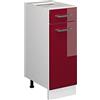 Vicco Mobiletto base per cucina R-Line, Rosso lucido, 30 cm
