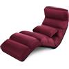 RELAX4LIFE Sedia Pieghevole da Pavimento con Schienale Regolabile, da Terra Imbottita, con Cuscino Morbido, Struttura Resistente, Ideale per Gioco e Lettura (ROSSO)