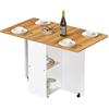HAMHAIGO Tavolo da Pranzo Pieghevole con 4 Ruote e 2 Ripiani Salvaspazio a Ribalta in Legno Estensibile per Cucina/Soggiorno (Colore Legno)