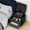 Wohenster Comodino a LED, Nero lucido, comodino in legno, con cassetti e illuminazione in 16 colori, comodino flip top, adatto per camera da letto, soggiorno, Ufficio, Studio, 45x35x52cm