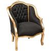 Biscottini Poltrona barocca 80x57x63 cm - Sedie luigi XVI oro - Stile francese - Poltroncina camera da letto nera