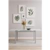 Meyvaser.com Ecommerce Company Tavolo da pranzo allungabile bianco con telaio grigio argento - 110/170x70x75 cm - piano in vetro temperato e gambe metalliche - design moderno ed elegante