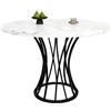Senmate Tavolo da Pranzo Rotondo 80cm, con Piano in MDF Effetto Marmo, Tavolo Tondo Moderno per 4-6 Persone, Ideale per Cucina, Sala da Pranzo e Soggiorno (Nero)