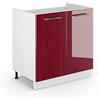 Vicco Mobile lavello cucina Fame-Line, Bordeaux lucido, 80 cm senza piano di lavoro, per la combinazione con altri moduli della serie Fame-Line