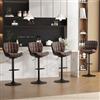 Ckaff Set di 4 Sgabelli da Bar, Sgabelli Cucina Girevole 360°Altezza Regolabile da Penisola, Sgabelli Alto in Similpelle con Schienale, Poggiapiedi per Bar Cucina Ristorante, Marrone