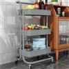 Shally Dogan Carrello da Cucina di Servizio Salvaspazio in Metallo con Ruote, Scaffale Slim Portavivande con Maniglia per Trasporto, Carrellino Multiuso Portaoggetti a 3 Ripiani (Grigio)