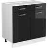 Vicco Mobiletto base per cucina R-Line, Nero lucido, 80 cm