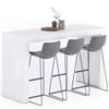 Mobili Fiver, Tavolo Alto Evolution 180x60, Bianco Frassino, Tavolo Penisola Cucina per 6 persone, Made in Italy