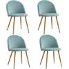 DEYARNA HOME Set di 4 Sedie da Pranzo in Velluto, Sedia da Cucina Moderna Imbottita con Gambe in Metallo, Sedie del Medio Secolo per Sala da Pranzo, Cucina, Soggiorno (Verde)
