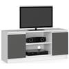 AKORD | Mobile per TV in Legno K 120 | Mobiletto Porta Televisione Soggiorno | un ripiano aperto | 2 Ripiani con Ante a Sinistra e a Destra | 55 x 120 x 40 cm | Peso 30kg | Bianco/Grigio grafite