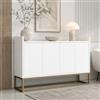 LKPOMI Credenza 120 cm, madie moderne soggiorno con 4 ante, buffet mobile cucina con ripiano regolabile e gambe in metallo, per cucina, soggiorno, sala da pranzo, ingresso (bianco, 120 x 30 x 80 cm)