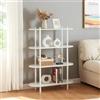 [en.casa] Scaffale da Terra con 4 Ripiani a Forma Ellittica Libreria Mobile Espositore per Casa Ufficio 108 x 80 x 30 cm - Bianco