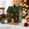 Lergas Decorazioni natalizie casette luminose in ceramica bianca casetta di Natale illuminata portacandele casa Natale (04) (C)