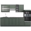 Vicco Cucina componibile Fame-Line, Verde-oro rustico/Antracite, 280 cm senza piano di lavoro, adatto per una progettazione flessibile della cucina ed espansione modulare