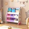 [en.casa] Scaffale per Cameretta con Contenitori Morbidi per Libri e 6 Cassetti Pieghevoli (AxLxP) 74 x 62 x 26,5 cm Mobile a Misura di Bimbi - Decorazione Unicorno - Viola/Rosa