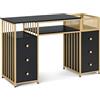 MCombo M MCombo Scrivania con 6 cassetti, tavolo per manicure, tavolo da toeletta senza specchio, moderna, scrivania per computer con ripiani per soggiorno, 46 x 125 x 81 cm, 2425 (nero/oro)