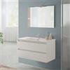 Inbagno Mobile Bagno Sospeso 100 cm Rovere Bianco - Mobiletto Con Lavabo In Ceramica E 2 Cassettoni Soft-Close - Linea Nadia