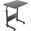 DlandHome 60 x 40 cm Tavolino Computer con Tavolino Regolabile in Altezza a Rulli con 4 Rotelle Bloccabili per Ufficio Camera da Letto, Nero