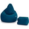 Loft 25 Sedia Gaming Bean Bag per Adulti | Seduta A Sacco per Esterni e Interni | Resistente all'Acqua Pouf | Puff Poltrona Sacco con Schienale (Bean Bag + Poggiapiedi, Blu marocchino)