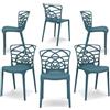 REDÒKASA Set 6 sedie in polipropilene ARMONIA, impilabile, resistente ai raggi UV, design moderno, ideale per sala da pranzo, cucina, sala d'attesa, bar, ristoranti o giardino (6, Avio)