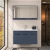 Inbagno Mobile bagno sospeso 100 cm blu effetto legno, a tre ante con lavabo e armadietto a specchio, serie SOFIA