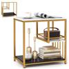 LIFEZEAL Tavolino Laterale da Divano a 3 Ripiani, Effetto di Marmo, Oro+Bianco, Tavolino Lato da Salotto Piccolo, Tavolino da Caffè, Decorativo, Moderno, Salvaspazio, Soggiono, Max 80kg, 60x40x60,5 cm
