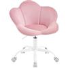 WOLTU Sedia da Scrivania per Bambini, Sedia Ufficio, Velluto, Rosa | Ergonomica Girevole e Regolabile in Altezza con Rotelle, Seduta a Forma di Fiore per Studio, Camera da Letto