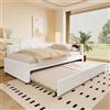 YuQozii Divano letto 90 x 200 cm divano letto senza materasso con lampada da comodino con letto estraibile multifunzionale, porta USB tipo C, finto tessuto non tessuto (bianco)