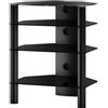 RO&CO Sonorous RX-2140-BLK Mobile HiFi 4 Ripiani in Vetro Temperato Nero 86x60x50 cm Struttura in Alluminio Nero Rack Audio Video fino a 65 kg con Sistema Passacavi