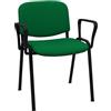 SEDIAOFFICE - Sedie Ufficio Senza Ruote con Braccioli, Sedia Scrivania Ergonomica, per Studio, Sala D'Attesa, Sala Riunioni e Conferenze, Comoda Sedia Ufficio in Tessuto (2 Braccioli, Verde)