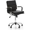 VS Venta-stock Sedia da Ufficio Fenix reclinabile Nero, Ecopelle, Sedia Executive con poggiatesta Imbottito, Altezza Regolabile, Design ergonomico