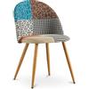 Iconik Interior Patchwork Style - Sedia da sala da pranzo, tappezzata in Patchwork, stile scandinavo, multicolore