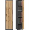 KUBUTKU Armadio da scrivania con serratura - Mobile portaoggetti con 1 anta e 5 scomparti, armadio universale per ufficio e casa, 180 x 44,5 x 35 cm, grafite/rovere Wotan