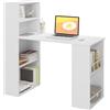 eSituro Scrivania Ufficio Compatta con Libreria Integrata - Bianco Lucido, 120x55x122 cm, Design Salvaspazio per Studio/Camera