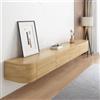 HYANXUE Supporto TV Sospeso, Mensole TV A Parete Con Anta, Console Multimediale, Mobile Sospeso Grande Panca Portaoggetti Sotto La (140CM/55.1,Legno 2)