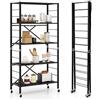 GIANTEX Scaffale Modulare e Pieghevole, Scaffale Metallico con 5 Ripiani Regolabili e 8 Ruote, Mobile Componibile Multiuso con Rotelle per Garage Cucina Dispensa Ufficio Casa