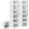YASTA COPPIA Scarpiera Salvaspazio Slim Plastica Rigida Pieghevole 6 Ripiani Sportello Trasparente Organizer Antipolvere Richiudibile Scatole Porta Scarpe Armadio Camera 35,5P x 25,5l x 105H cm (2pz)