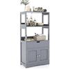 KOMFOTTEU Mobile portaoggetti con ripiano a 3 livelli, armadio alto in legno, dispositivo antiribaltamento, cassetto e armadio a 2 ante, armadio moderno, 60 x 32,5 x 122 cm (grigio)