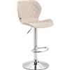 CLP Sgabello Imbottito Bar Cork In Stoffa E Metallo I Sedia Cucina Moderna E Trapunta I Sgabello Girevole 360° Alt. 58-79 CM Colore crema Colore del telaio bianco