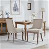 FINTHOMING Set Sedie Sala da Pranzo 2, Sedie Cucina Set da 2, Sedie Imbottita Morbida in Tessuto Chenille Spesso con Gambe in Legno Massello, Decorazione con Borchie in Bronzo, Capacità di Carico 150 Kg