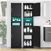 Hzuaneri Mobile Bagno con Luci LED, 2 Ante, mobiletto bagno salvaspazio, mobile alto con spazio aperto, ripiani regolabili, soggiorno, bagno, 30 x 40 x 170 cm, Nero SC28204X