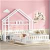 SACOOL Lettini per bambini, 140 x 200 cm, piano, letti con ringhiere, culle con comodini, colore: bianco