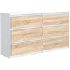 MebLocker Cassettiera con 6 Cassetti - Settimino 140x80x40 cm - Cassettiera Salvaspazio per la Camera da Letto e Soggiorno - Armadio con Cassetti dal Design Moderno - Bianco Sonoma