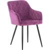 CLP Sedia Da Pranzo Shila Fodera A Rombi I Poltroncina Salone Comfort In Velluto O Stoffa Con Braccioli, Colore:viola, Materiale:Velluto