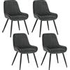 WOLTU Set di 4 Sedie da Pranzo, Sedie Ergonomiche, Poltroncine Imbottite | Schienale Curvo, in Velluto e Metallo, per Salotto, Ufficio, Camera da Letto, Grigio Scuro