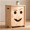 smartwood Comodino per Bambini, Legno di pino FSC, 46x33x30 cm, KAPI 2L | 3 sorrisi, Montessori, porta scorrevole sinistra, senza cerniere, contenitore, bordi arrotondati, montaggio facile