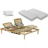 SARDAMATERASSI - rete elettrica matrimoniale 160x190 cm green confort con coppia materassi memory ortopedico 20 cm guanciali omaggio